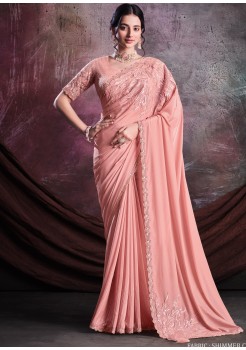 Peach Silk Designer Saree 
